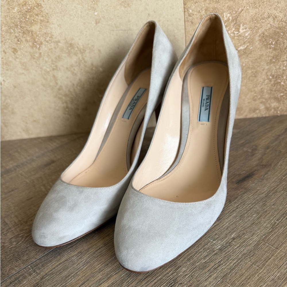 Prada Suede Gray Heels
